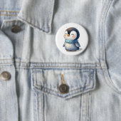 Cozy Penguin – Schattigee digitale kunst Ronde Button 5,7 Cm (In situ)