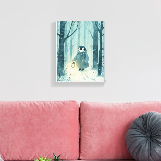 Cozy Penguin  Winter Nursery Wall Art Canvas Art (Insitu (Woonkamer))