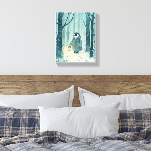 Cozy Penguin  Winter Nursery Wall Art Canvas Art (Insitu (Slaapkamer))