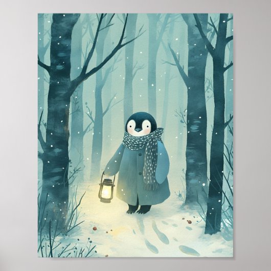 Cozy Penguin – Winter Nursery Wall Art Poster (Voorkant)