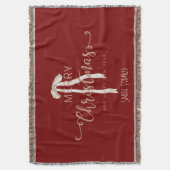 Cozy Personalized Family Name Custom Red Holiday Deken (Voorkant Verticaal)