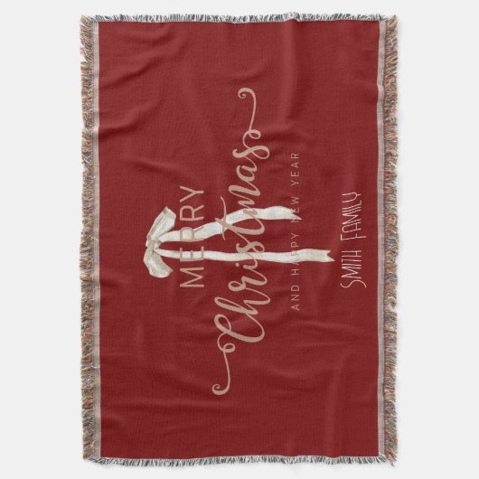 Cozy Personalized Family Name Custom Red Holiday Deken (Voorkant Verticaal)
