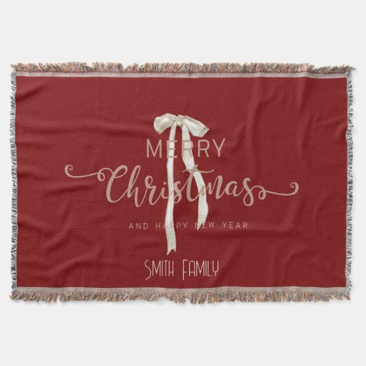 Cozy Personalized Family Name Custom Red Holiday Deken (Voorkant)