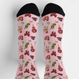 Cozy Pink Christmas Gingerbread Socks Sokken