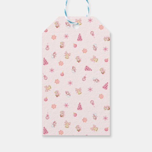 Cozy Pink Christmas Pattern Cadeaulabel (Achterkant)