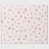 Cozy Pink Christmas Pattern Cadeaupapier (Vlak)