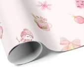 Cozy Pink Christmas Pattern Cadeaupapier (Rol Hoek)