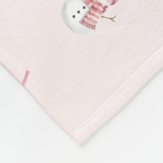 Cozy Pink Christmas Pattern Fleece Deken (Hoek)