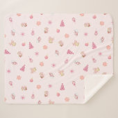 Cozy Pink Christmas Pattern Sherpa Deken (Voorkant (horizontaal))
