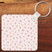 Cozy Pink Christmas Pattern Sleutelhanger (Achterkant)