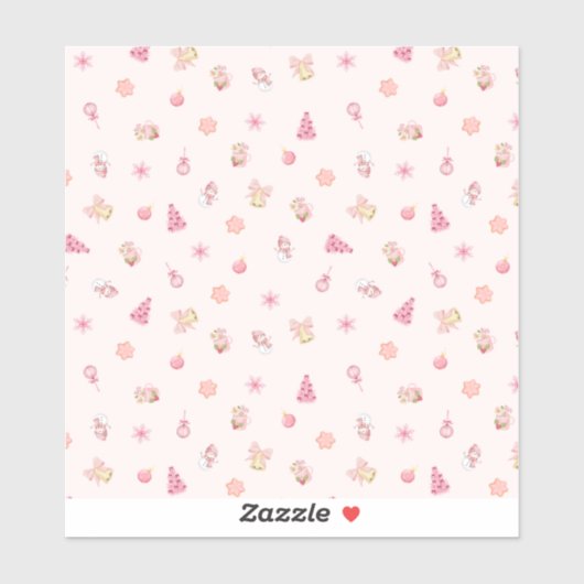Cozy Pink Christmas Pattern Sticker (Vel)