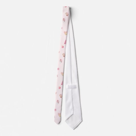 Cozy Pink Christmas Pattern Stropdas (Achterkant)