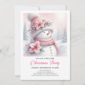 Cozy Pink Coquette Snowman Editable Christmas Kids Kaart (Voorkant)
