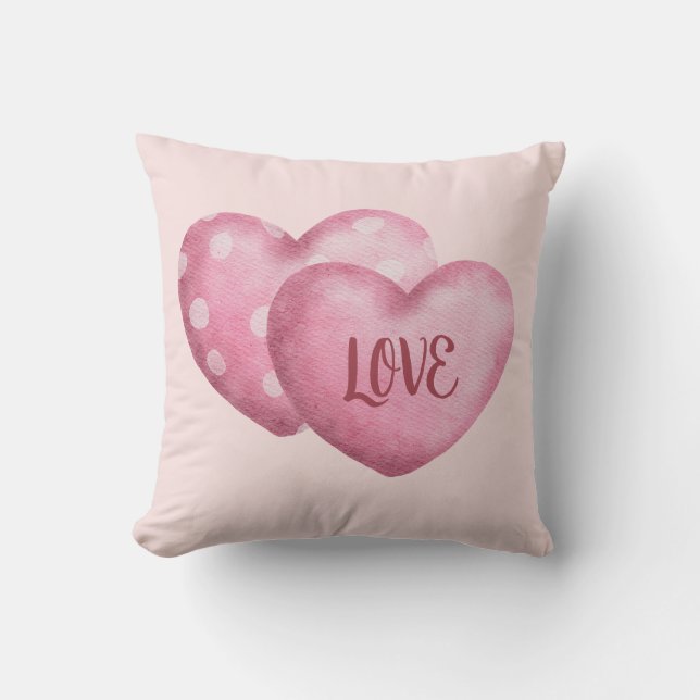 Cozy Pink Love Hearts Kussen (Voorkant)