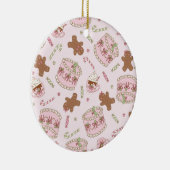 Cozy Pink Pastel Cake & Bow Christmas Apron Keramisch Ornament (Rechts)