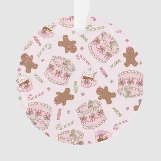 Cozy Pink Pastel Cake & Bow Christmas Apron Ornament (voorkant)