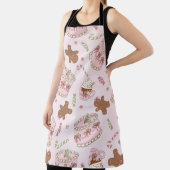Cozy Pink Pastel Cake & Bow Christmas Apron Schort (Insitu)