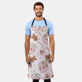 Cozy Pink Pastel Cake & Bow Christmas Apron Schort (Gedragen)