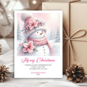 Cozy Pink Snowman Kids Download Christmas Greeting Feestdagenkaart