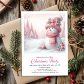 Cozy Pink Snowman Kids Editable Digital Christmas  Kaart