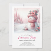Cozy Pink Snowman Kids Editable Digital Christmas  Kaart (Voorkant)