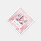 Cozy Pink Snowman Winter Forest Christmas Napkins  Servet (Hoek)