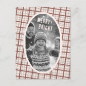 Cozy Plaid Gingham Christmas Custom Photo Collage Feestdagenkaart (Voorkant)