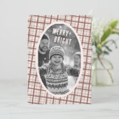 Cozy Plaid Gingham Christmas Custom Photo Collage Feestdagenkaart (Staand voorkant)