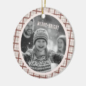 Cozy Plaid Gingham Christmas Custom Photos Keramisch Ornament (Links)