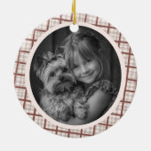 Cozy Plaid Gingham Christmas Custom Photos Keramisch Ornament (Achterkant)