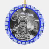 Cozy Plaid Gingham Christmas Custom Photos Keramisch Ornament (Voorkant)