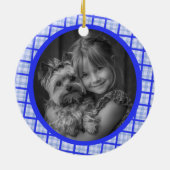 Cozy Plaid Gingham Christmas Custom Photos Keramisch Ornament (Achterkant)