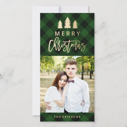 Cozy Plaid | Groene Kerst Foto Feestdagenkaart (Voorkant)
