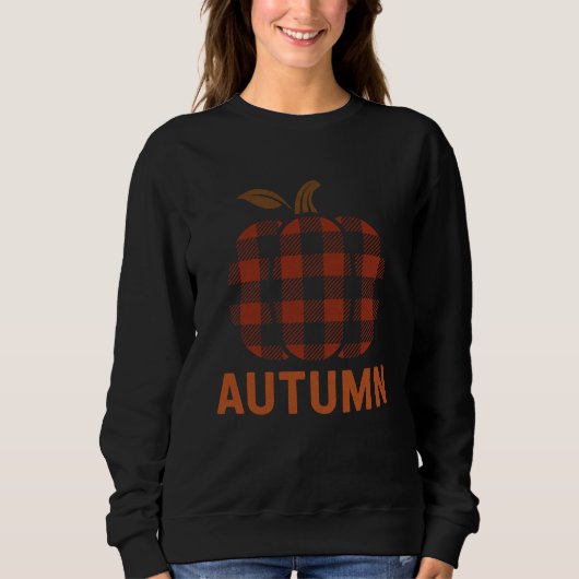 Cozy Plaid Pumpkin Hoodie – Autumn Aesthetic Trui (Voorkant)