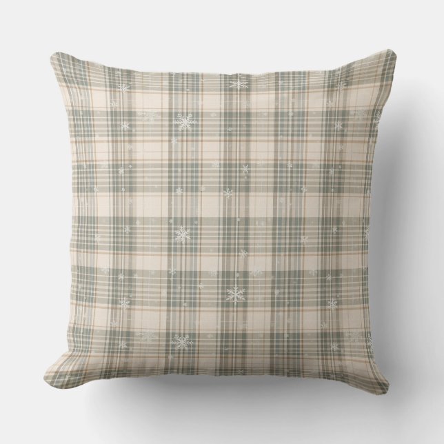 Cozy Plaid & Snowflake Winter Home Décor Kussen (Voorkant)