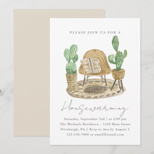 Cozy Planten New Home Housewarming Aankondiging (Voorkant / Achterkant)