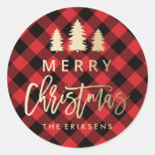 Cozy Play | Rood- en zwarte buffelplaat Ronde Sticker (Voorkant)