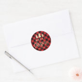 Cozy Play | Rood- en zwarte buffelplaat Ronde Sticker (Envelop)
