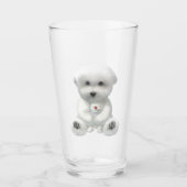 Cozy Plush Moment: Smiling Bichon Hugging Mini Pup Glas (Voorkant)