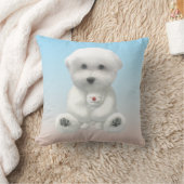 Cozy Plush Moment: Smiling Bichon Hugging Mini Pup Kussen (Deken)