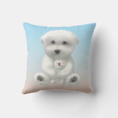 Cozy Plush Moment: Smiling Bichon Hugging Mini Pup Kussen (Achterkant)