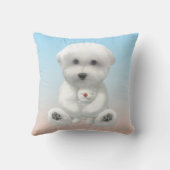 Cozy Plush Moment: Smiling Bichon Hugging Mini Pup Kussen (Achterkant)