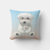 Cozy Plush Moment: Smiling Bichon Hugging Mini Pup Kussen (Voorkant)