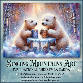 Cozy Polar Beer Cacao Christelijke Vrienden Kerst Feestdagen Kaart