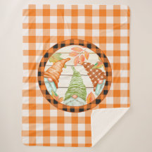Cozy Pumpkin Buffalo Pset Gnome Sherpa Blanket