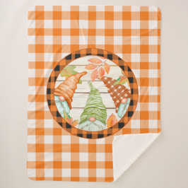 Cozy Pumpkin Buffalo Pset Gnome Sherpa Blanket Sherpa Deken
