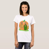 Cozy Pumpkin House Cute Autumn Fall Cartoon Design T-shirt (Voorkant volledig)