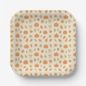 Cozy Pumpkin Spice Autumn Seamless Pattern Papieren Bordje (Voorkant)