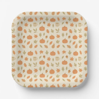 Cozy Pumpkin Spice Autumn Seamless Pattern Papieren Bordje