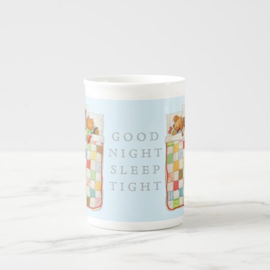 COZY QUILT Bone China Mok - blauw (Voorkant)